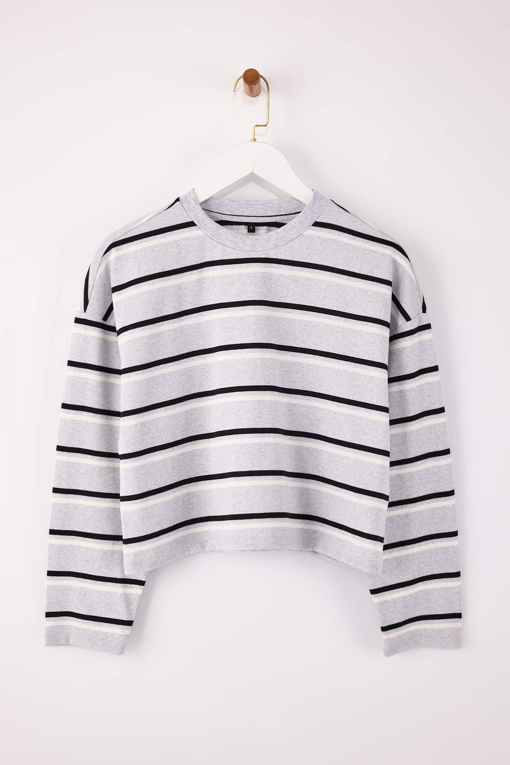 Bordo Cizgili Relaxed/Rahat Kal?p Dusuk Kol Uzun Kollu Tok %100 Pamuk Orme T-Shirt TWOSS26TS00019 - Trendyolmilla фото 3