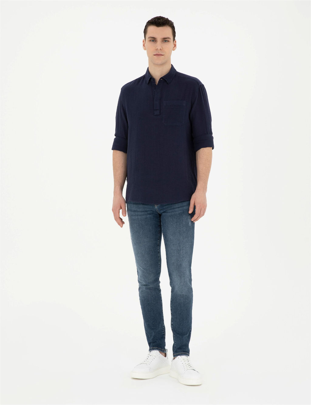 Lacivert Comfort Fit Uzun Kollu G_mlek - Pierre cardin фото 4