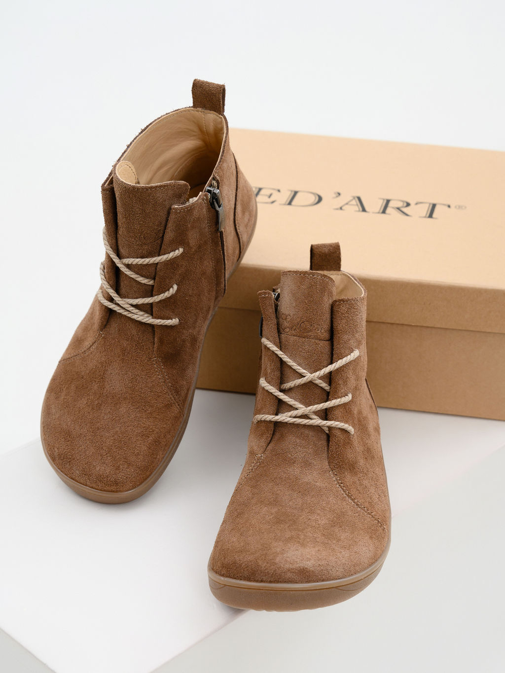 Босоногие ботинки 352.К.NATAbr.Серо-коричневая замша/кожаная подкладка