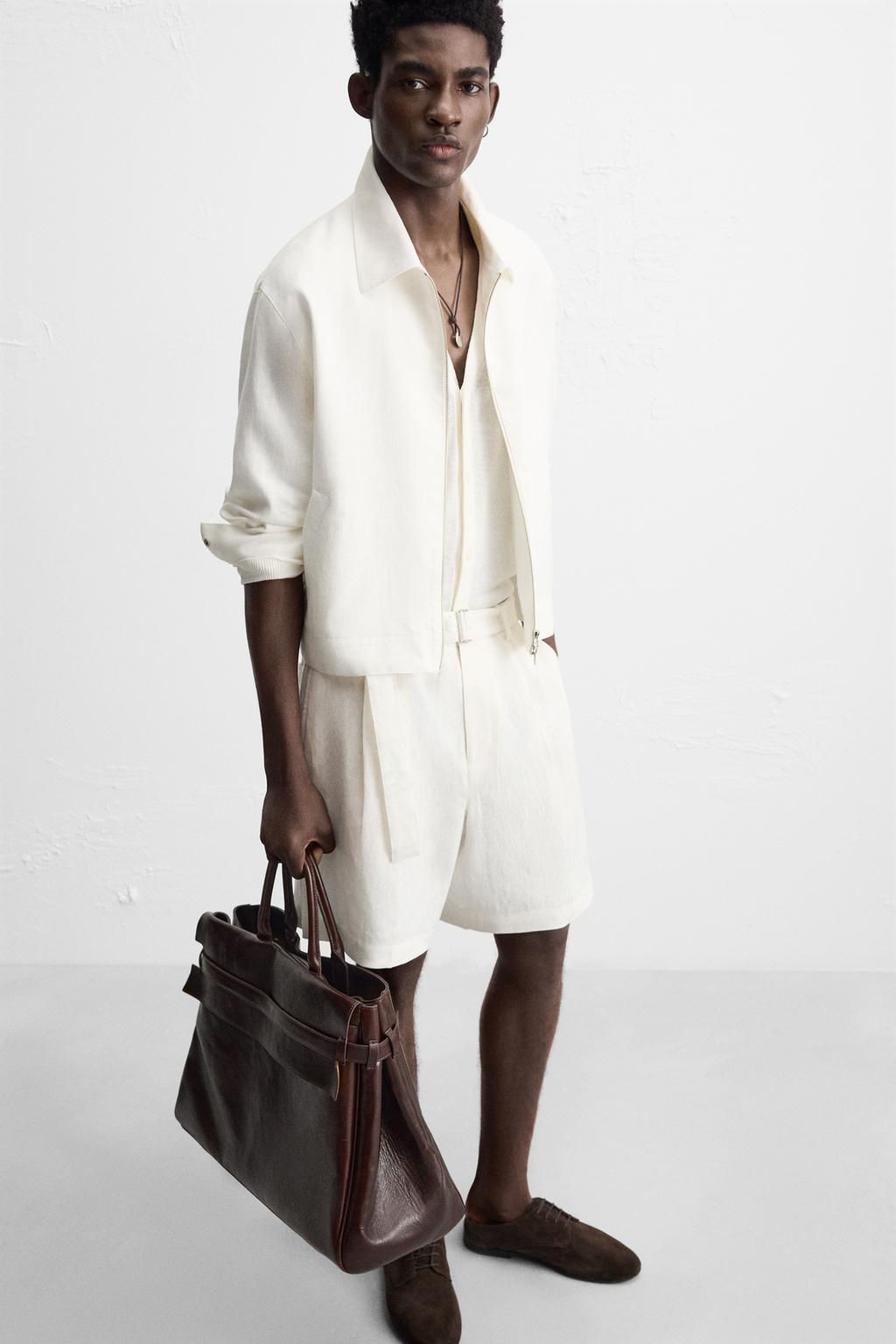 100% LINEN BERMUDA SHORTS WITH BELT - Zara фото 6