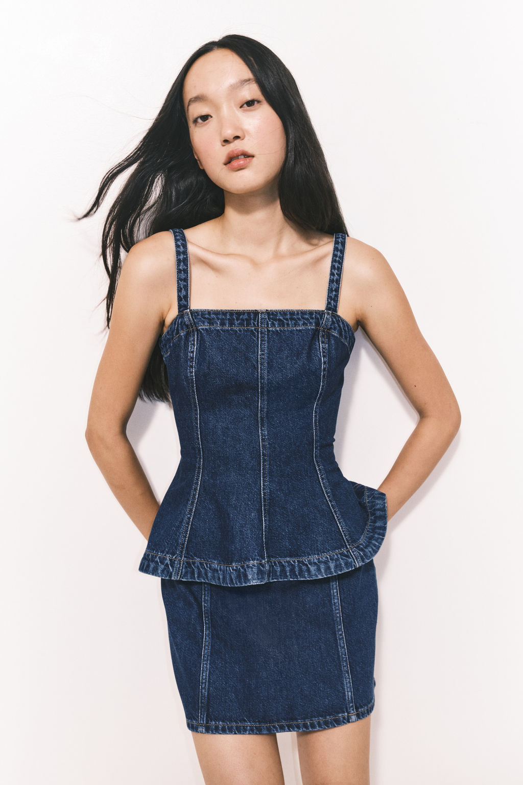 Top denim con peplum - H&m фото 2