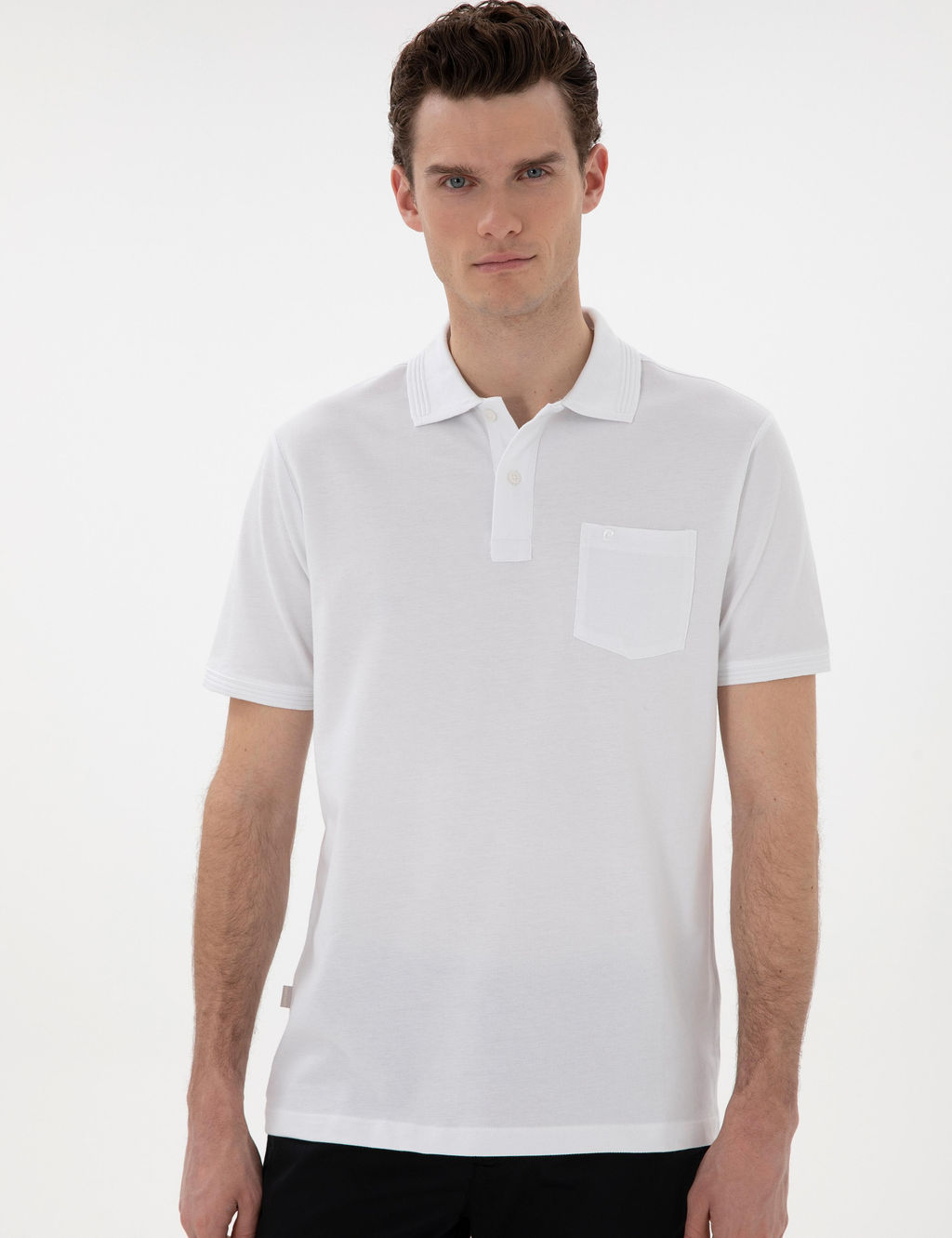Beyaz Regular Fit K_vr_lmaz Polo Yaka Basic Ti__rt - Pierre cardin фото 3
