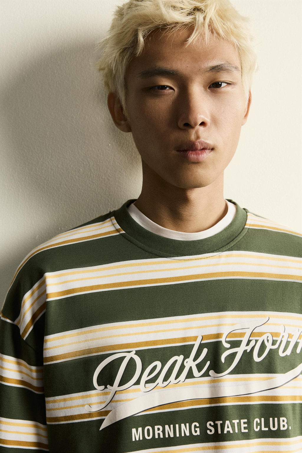 CAMISETA RELAXED FIT RAYAS TEXTO / Raya verde - Zara фото 5
