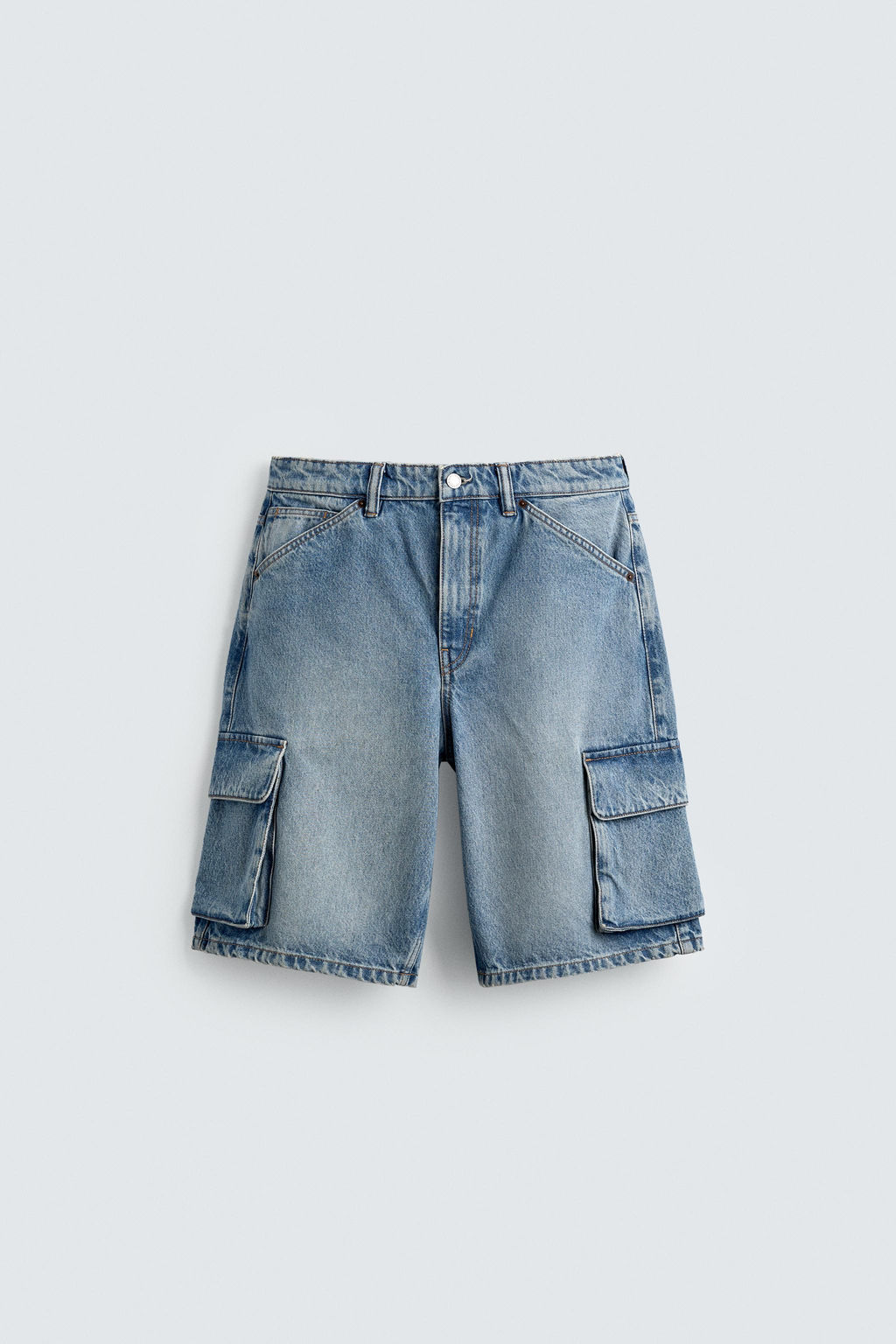 DENIM CARGO BERMUDA SHORTS - Zara фото 7
