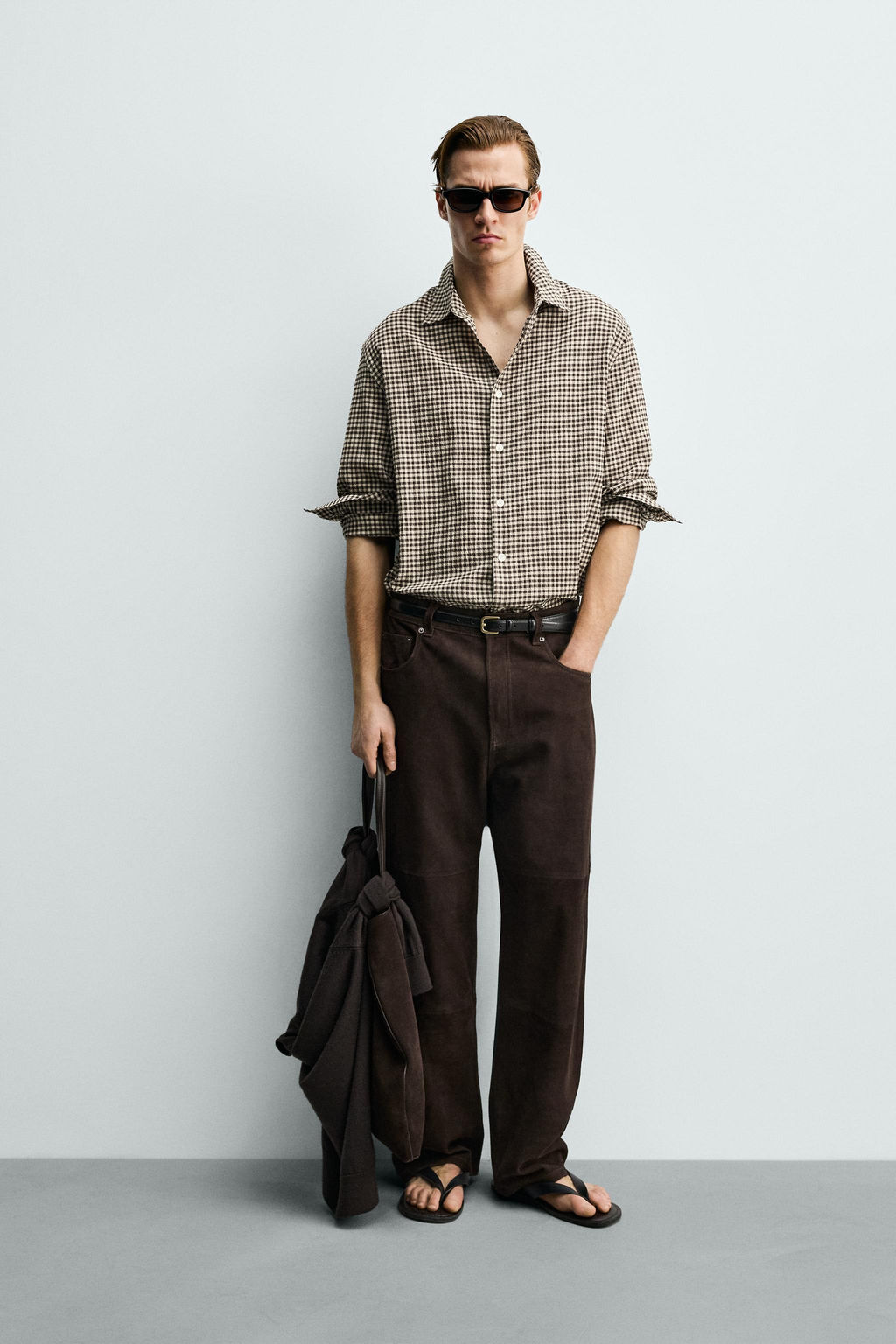 CAMISA CUADROS TEXTURA / Marr?n