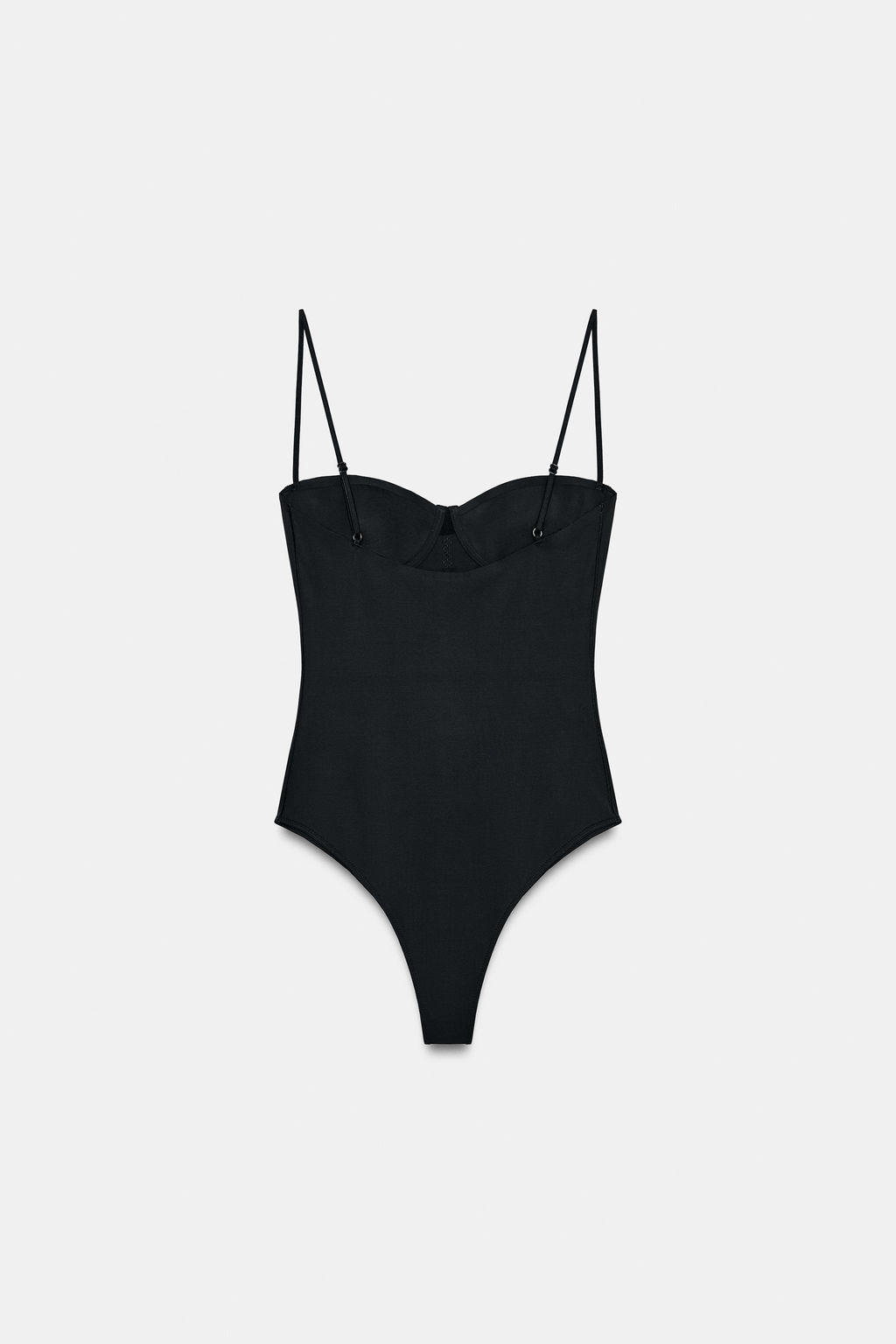 POLYAMIDE BLEND BODYSUIT WITH LACE TRIM - Zara фото 8