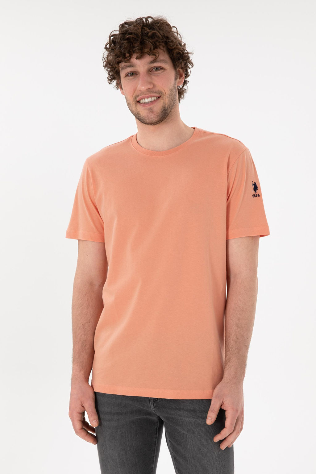 Erkek Regular Fit Bisiklet Yaka Somon Basic Ti__rt Sepette S_rpriz _ndirim - U.s. polo assn фото 2