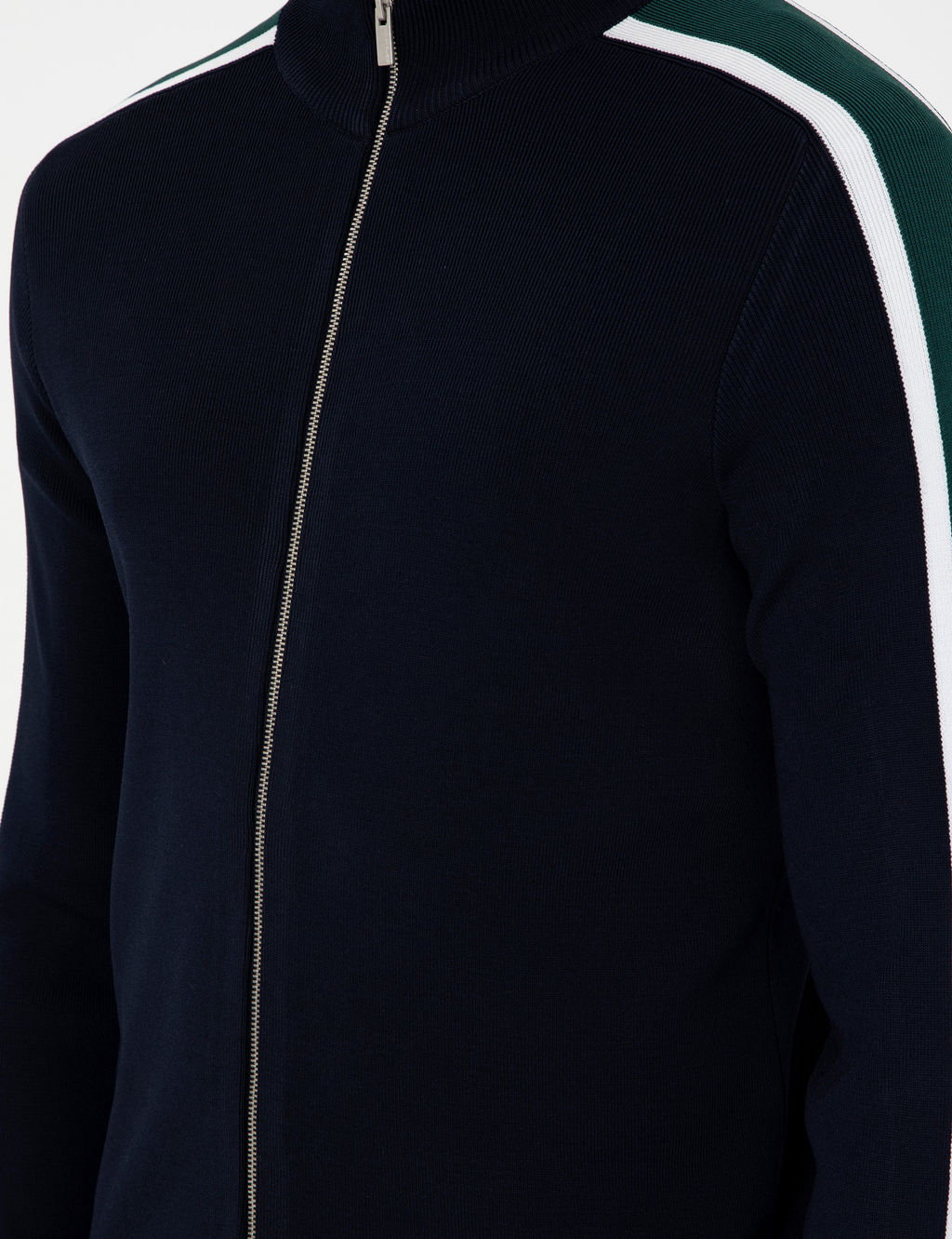 Lacivert Slim Fit Y_n Kar___ml_ Fermuarl_ Triko H_rka