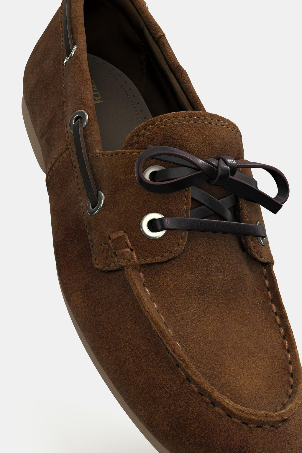 SPLIT SUEDE TOPSTITCHED LOAFERS