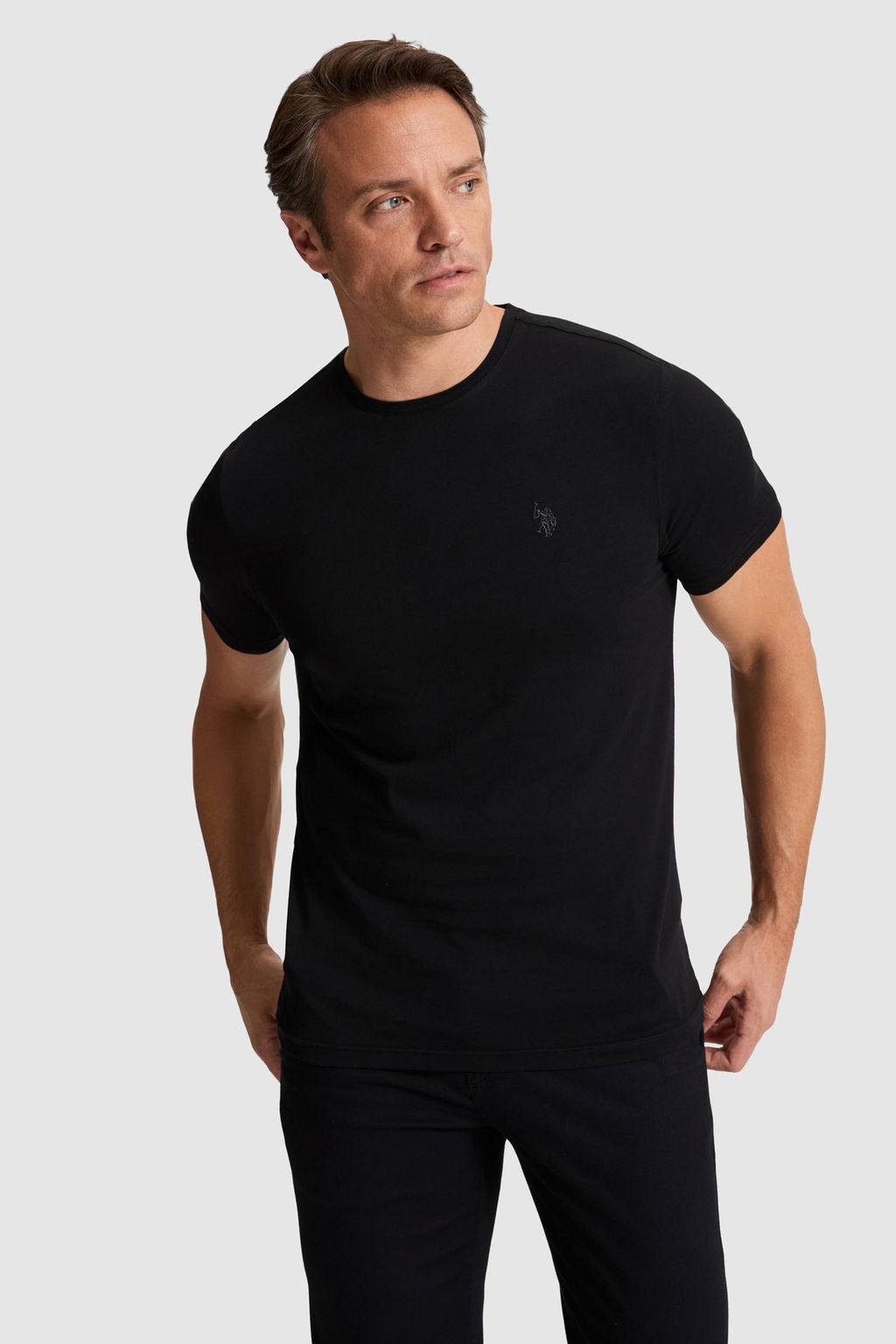 Erkek Siyah Regular Fit Bisiklet YakaTi__rt