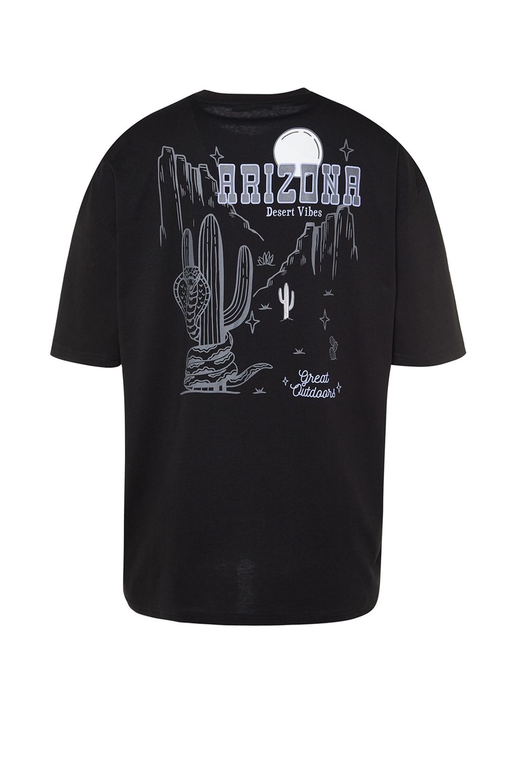 TRENDYOL MAN Siyah Oversize/Genis Kesim Tropik Arizona Sehir Bask?l? %100 Pamuklu T-Shirt TMNSS23TS00164 - Trendyolmilla фото 6