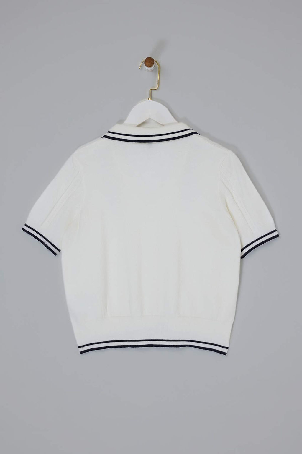 Ekru Genis Yaka Dugmeli K?sa Kol Triko Bluz TWOSS26BZ00125 - Trendyolmilla фото 6