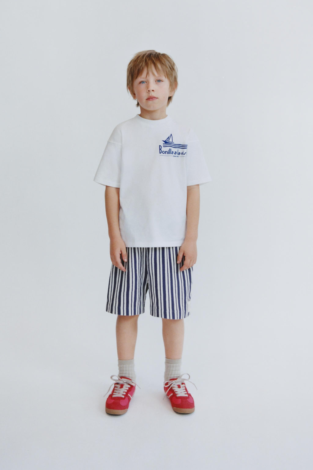 STRIPED LABEL STRAIGHT BERMUDA SHORTS - Zara фото 5