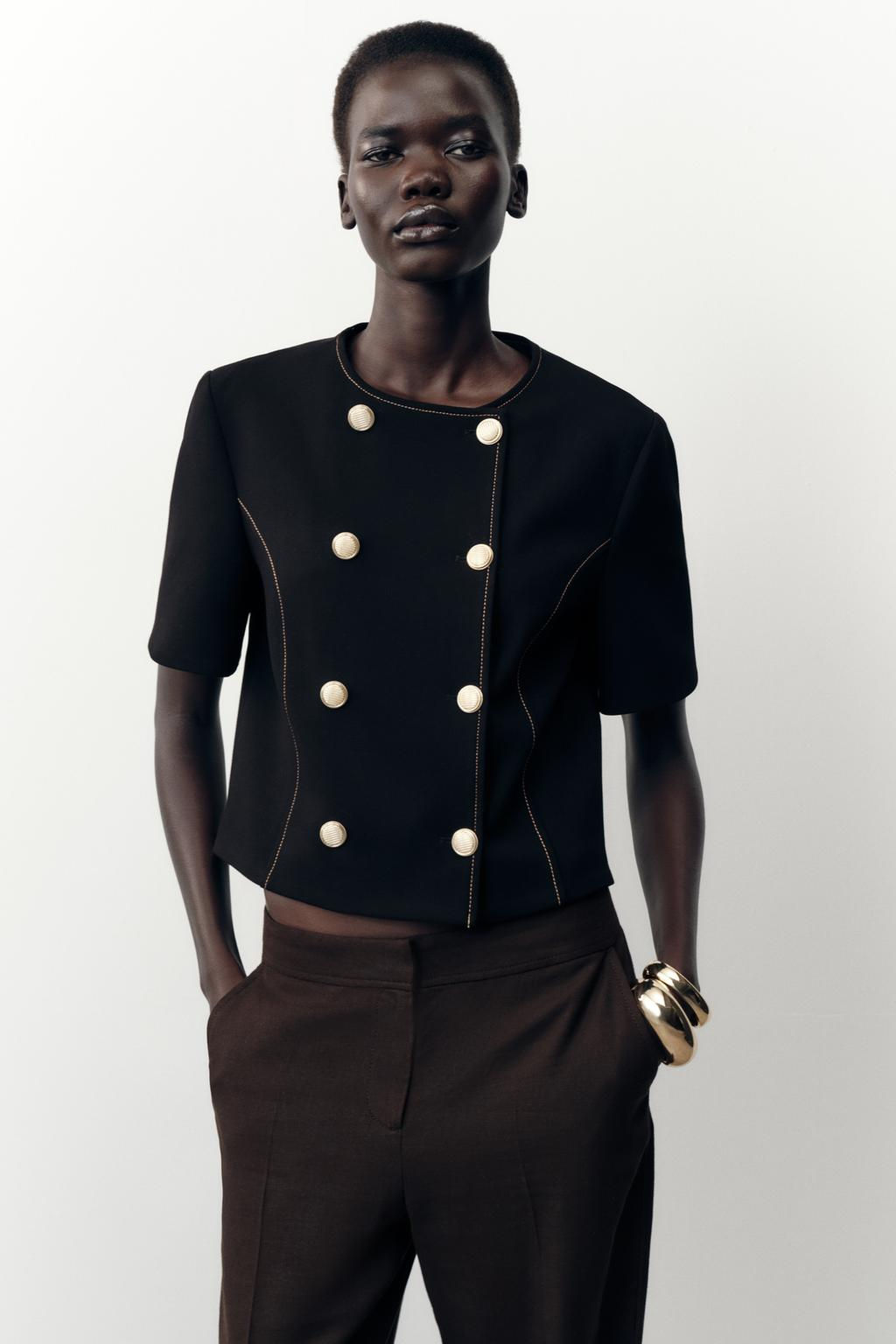 CONTRAST STITCH SHORT SLEEVE BLAZER - Zara фото 2