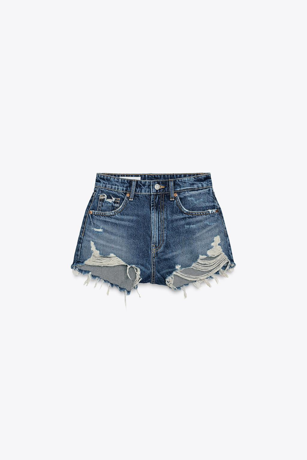HIGH-WAIST CURVED DENIM SHORTS - Zara фото 29