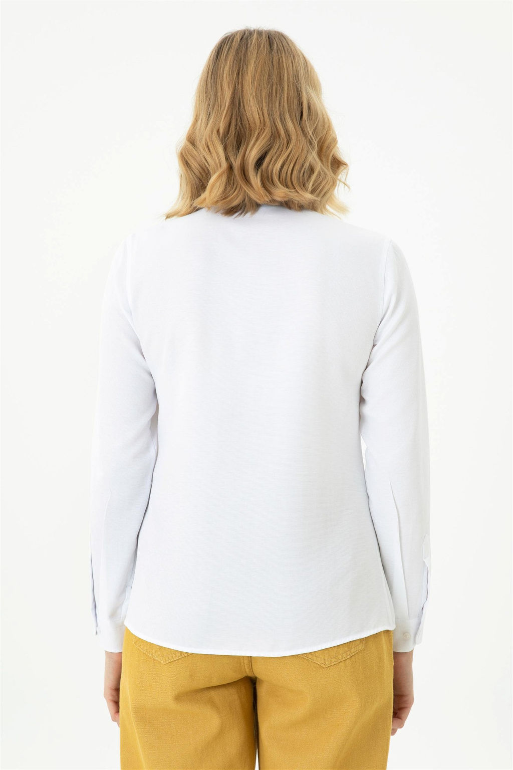 Женская белая базовая рубашка с длинным рукавом - U.s. polo assn фото 5