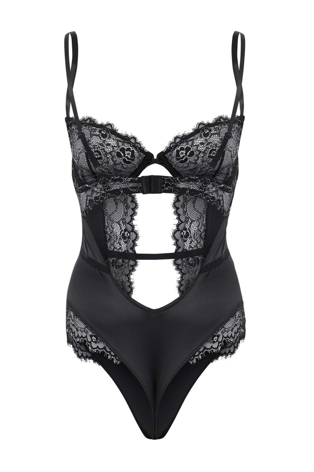 Siyah Saten Fitted Gumus Renk Detayl? Cut Out Body THMSS26BD00007 - Trendyolmilla фото 2