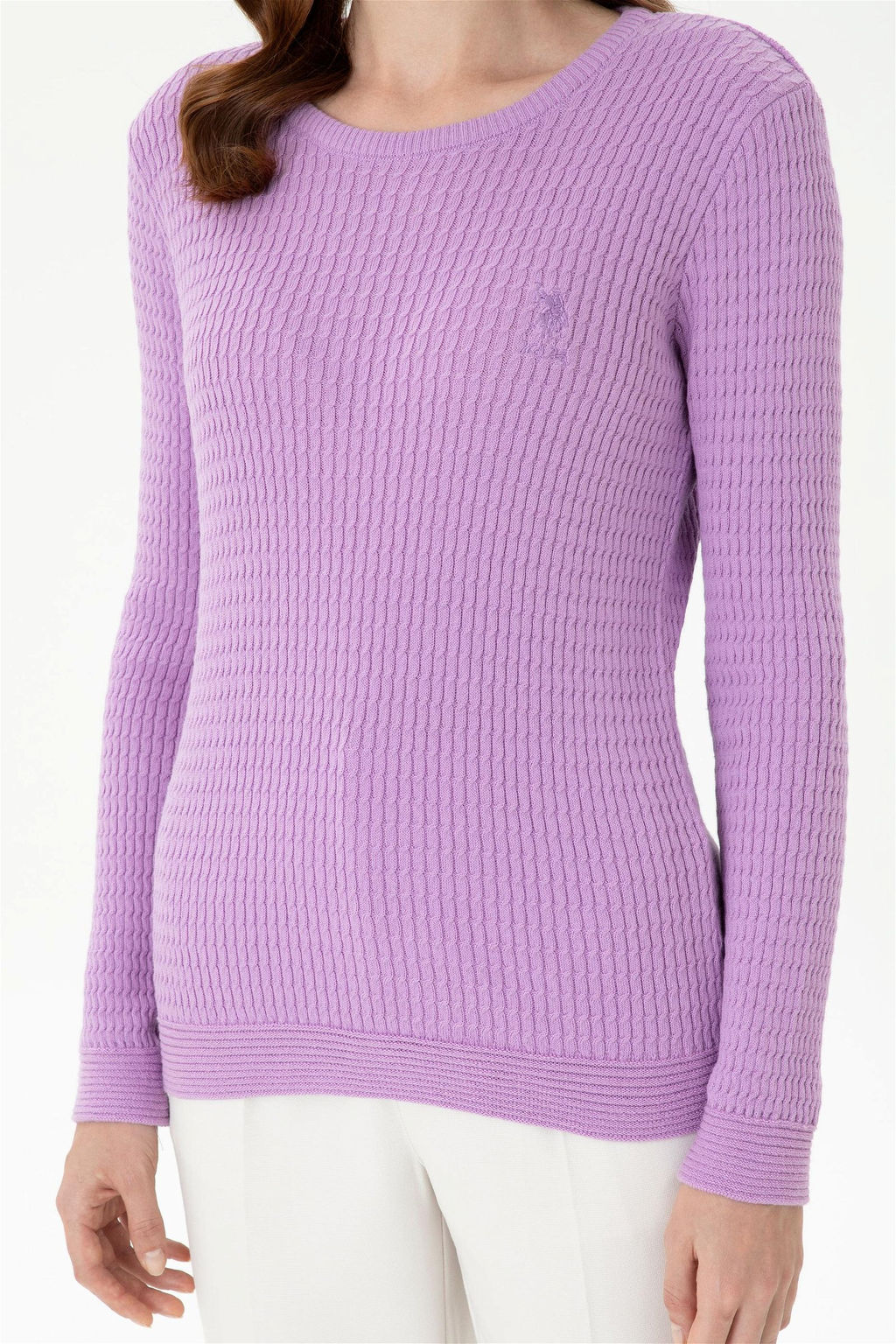 Женский сиреневый базовый свитер - U.s. polo assn фото 13
