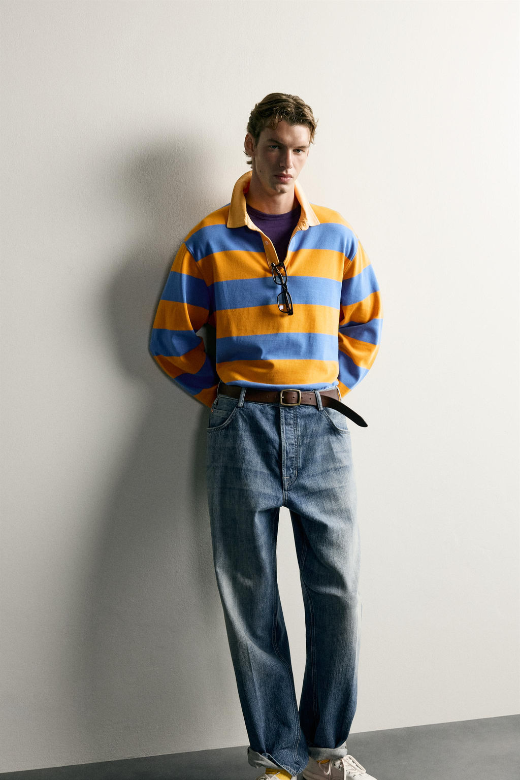 POLO REGULAR FIT RAYAS CUELLO CONTRASTE / Naranja - Zara фото 5
