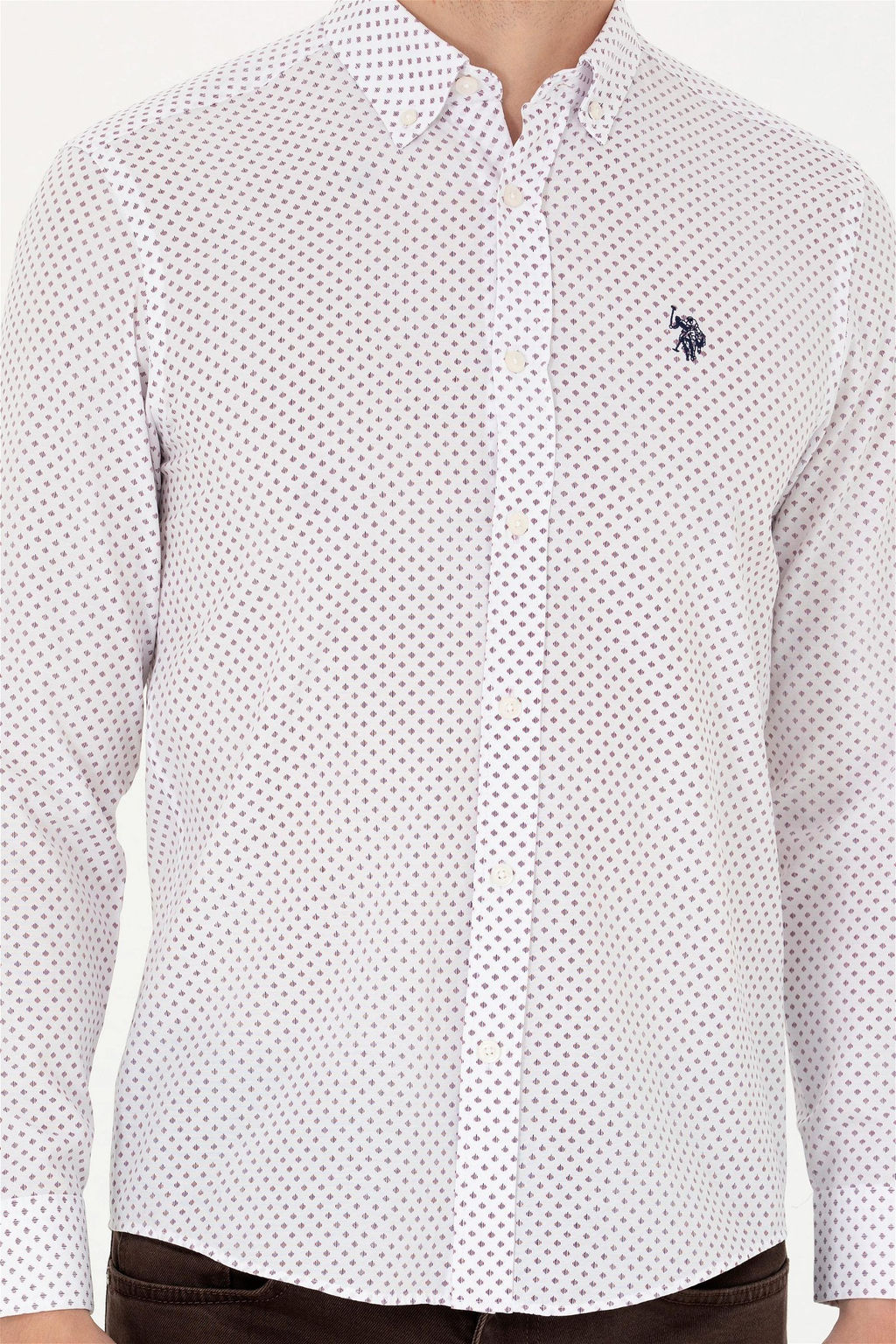 U. S. Polo Assn Мужская бордовая рубашка с длинным рукавом - U.s. polo assn фото 13