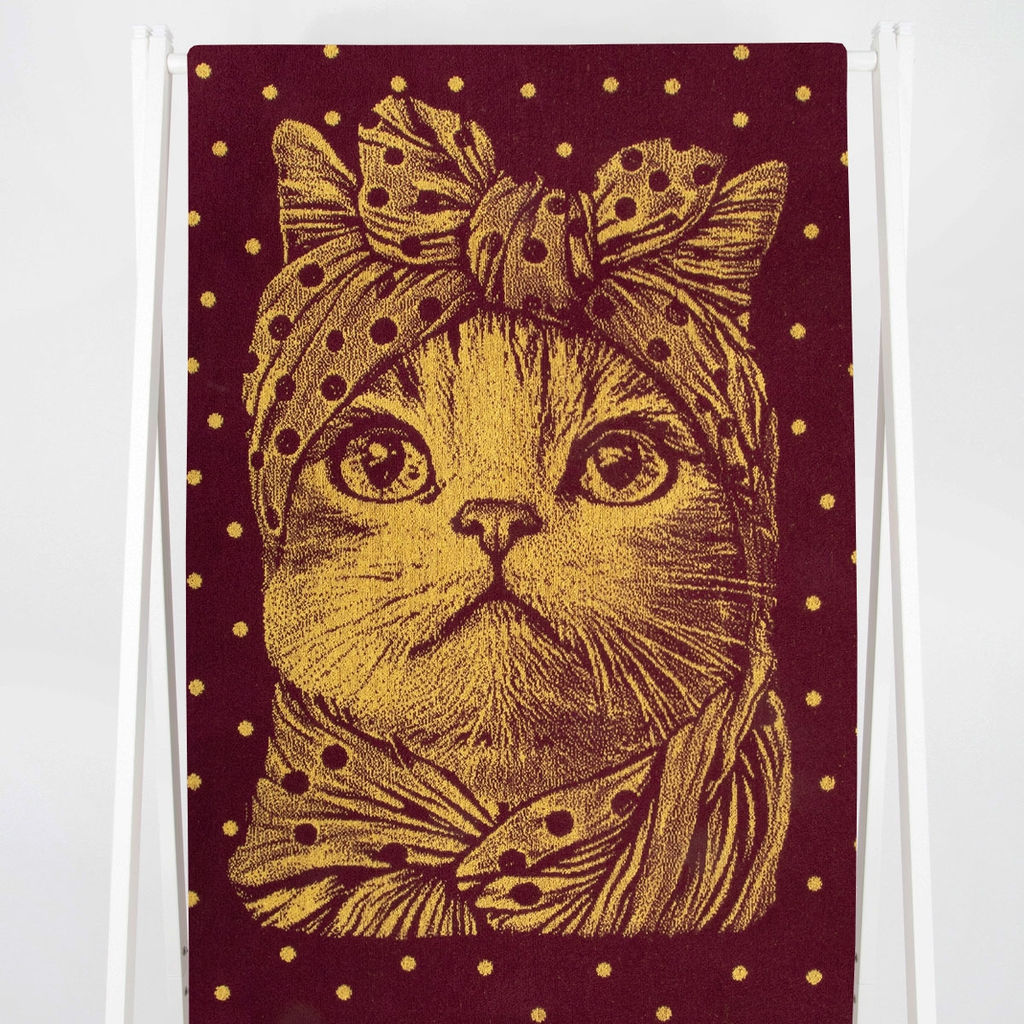 Полотенце махровое 6с102.411ж1 Кошка в горошек(кр.дерево1) 67х150см