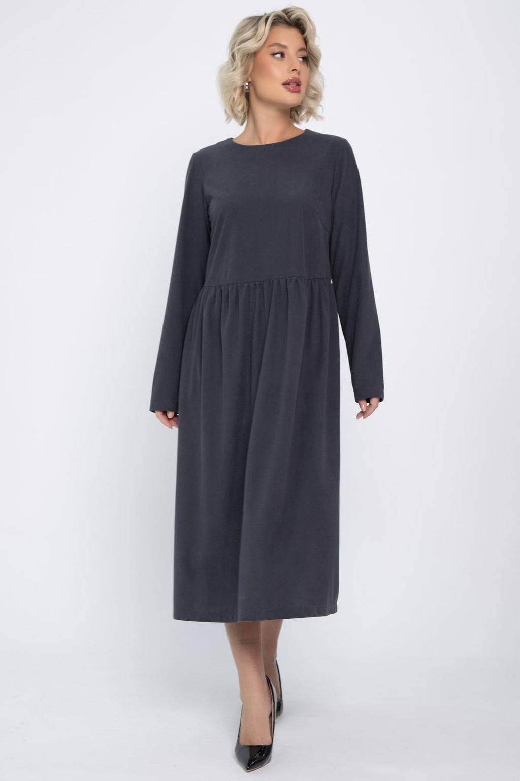 Платье из вельвета Андреа (графит) П14801-25М