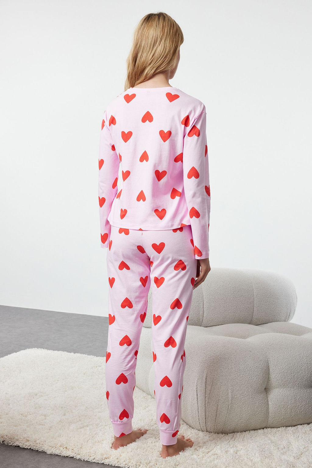 Trendyolmilla Beyaz %100 Pamuklu Kalpli Orme Pijama Tak?m? THMAW21PT0566 фото 49