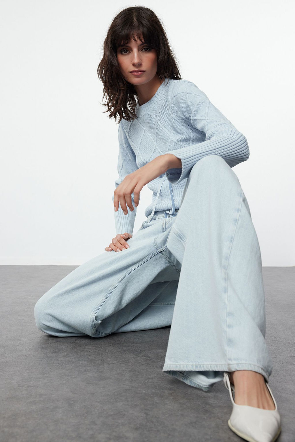 Mavi Kurdele/Fiyonk Detayl? Triko Kazak TWOAW25KZ00225