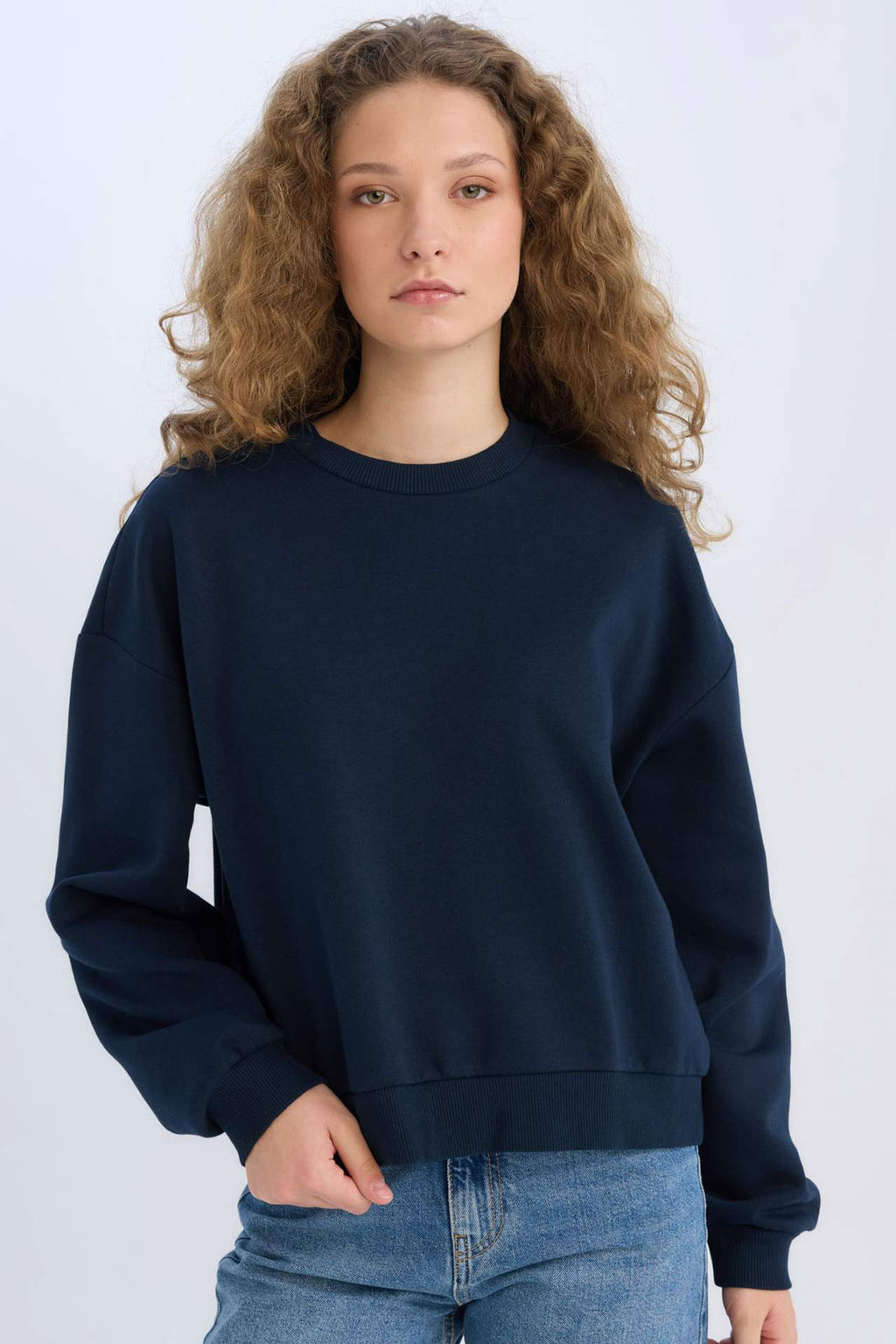 Regular Fit Bisiklet Yaka Kal?n Basic Duz Sweatshirt - Defacto фото 5