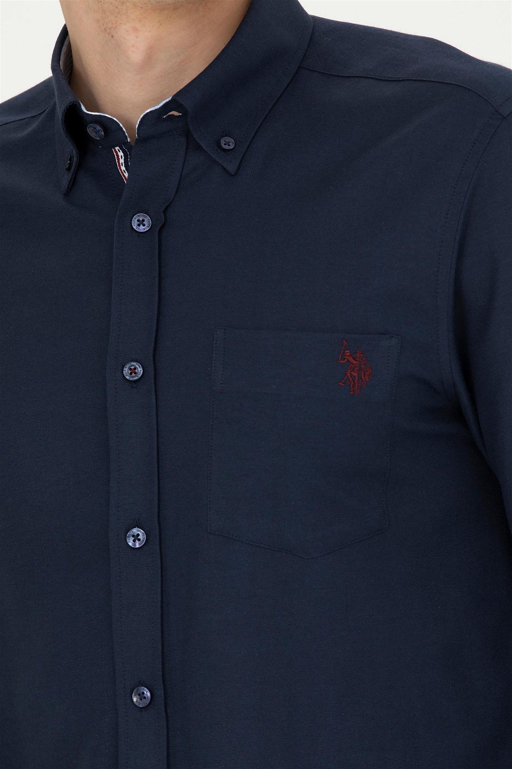 Мужская темно-синяя рубашка с длинным рукавом - U.s. polo assn фото 14