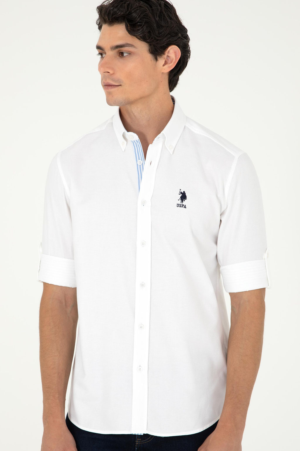 Мужская белая рубашка с длинным рукавом - U.s. polo assn фото 10