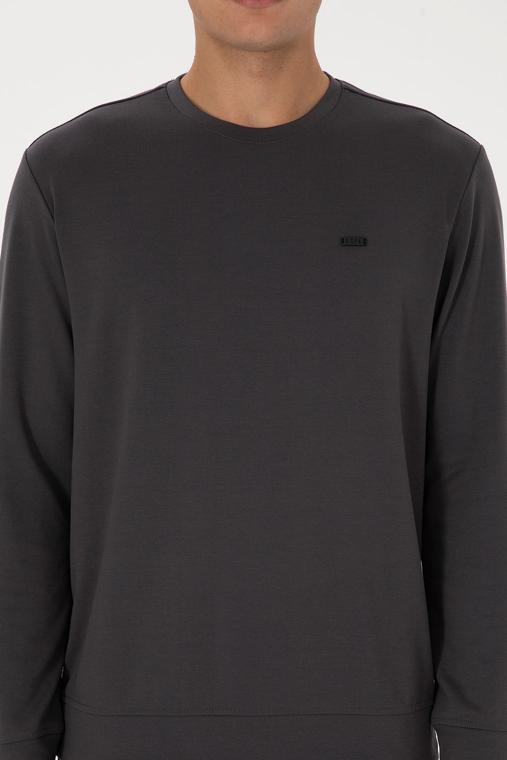 Erkek Regular Fit Yar_m Fermuarl_ Gri Sweatshirt