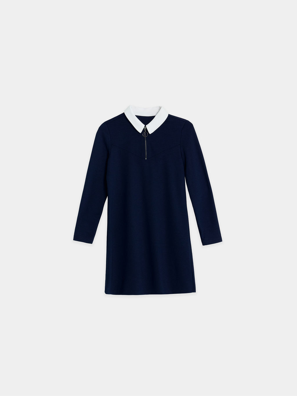 Полуприлегающее платье темно-синего цвета с белым воротничком для девочек - Mark formelle фото 6