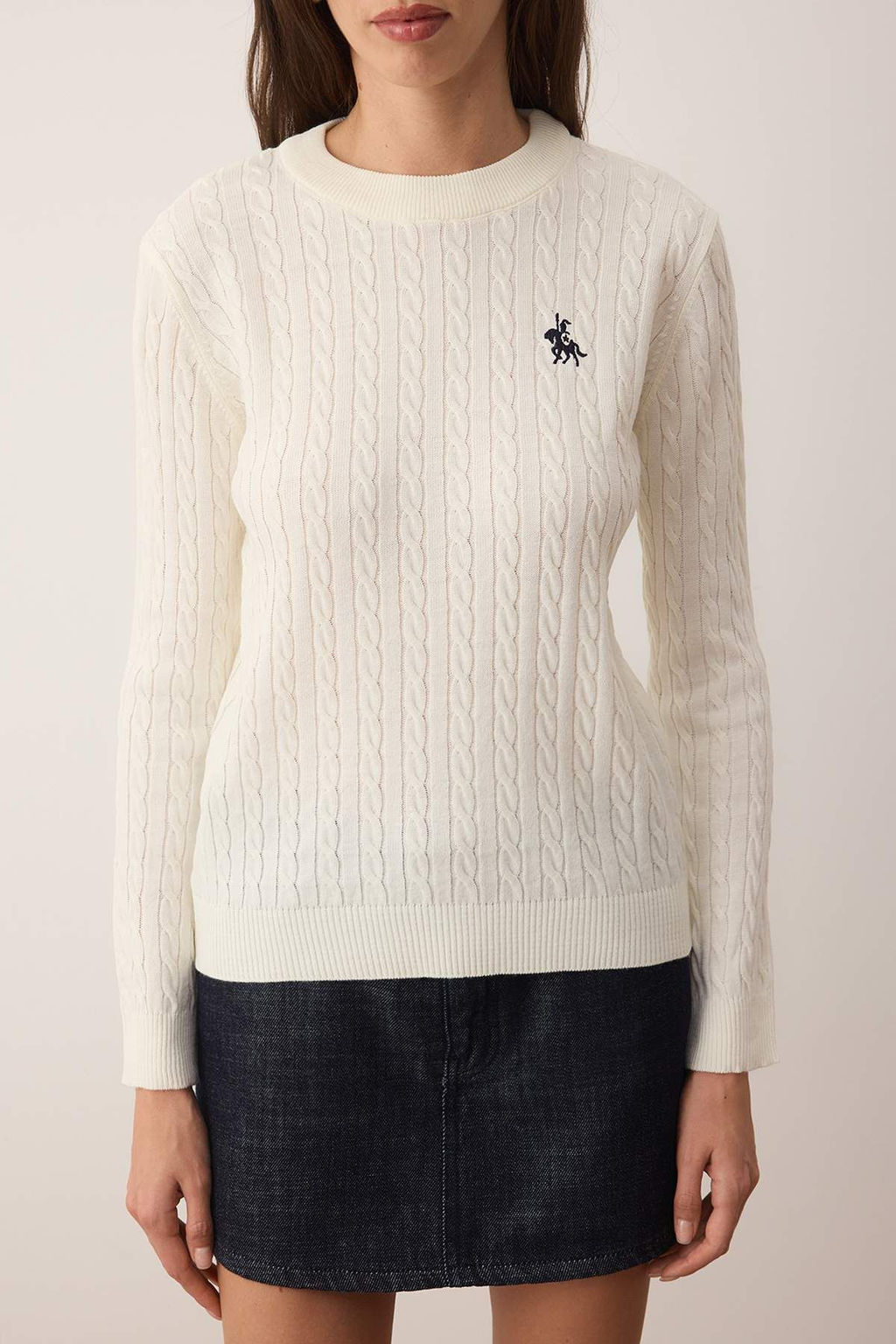 Ekru At Nak?sl? Sac Orgu Ince Triko Kazak TWOAW26KZ00122 - Trendyolmilla фото 3