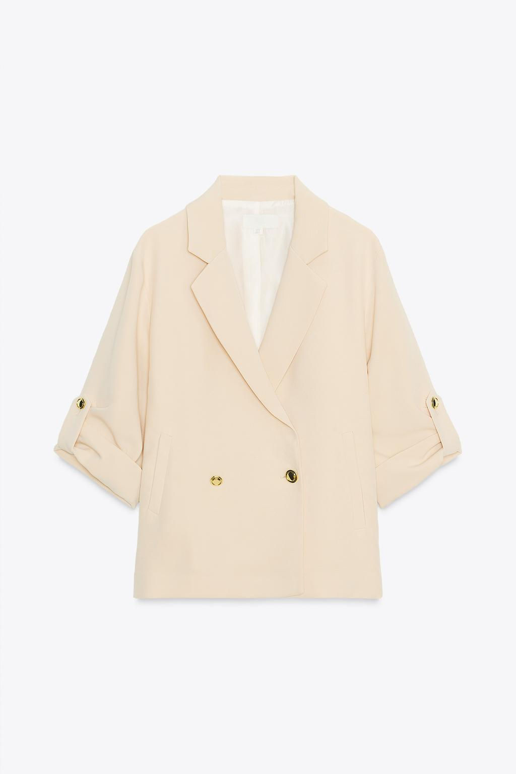 DOUBLE-BREASTED BLAZER WITH ROLLED-UP SLEEVES - Zara фото 7