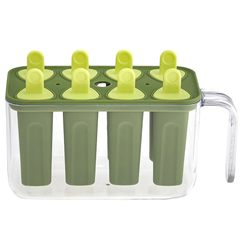 Форма пластмассовая для замораживания фруктового льда/мороженого 8 штук Соблазн 13,2х6,2см h7,7см с ручкой, цвета в ассортименте: персиковый; фисташковый; бирюзовый, в коробке (Китай) - Домашняя мода фото 3