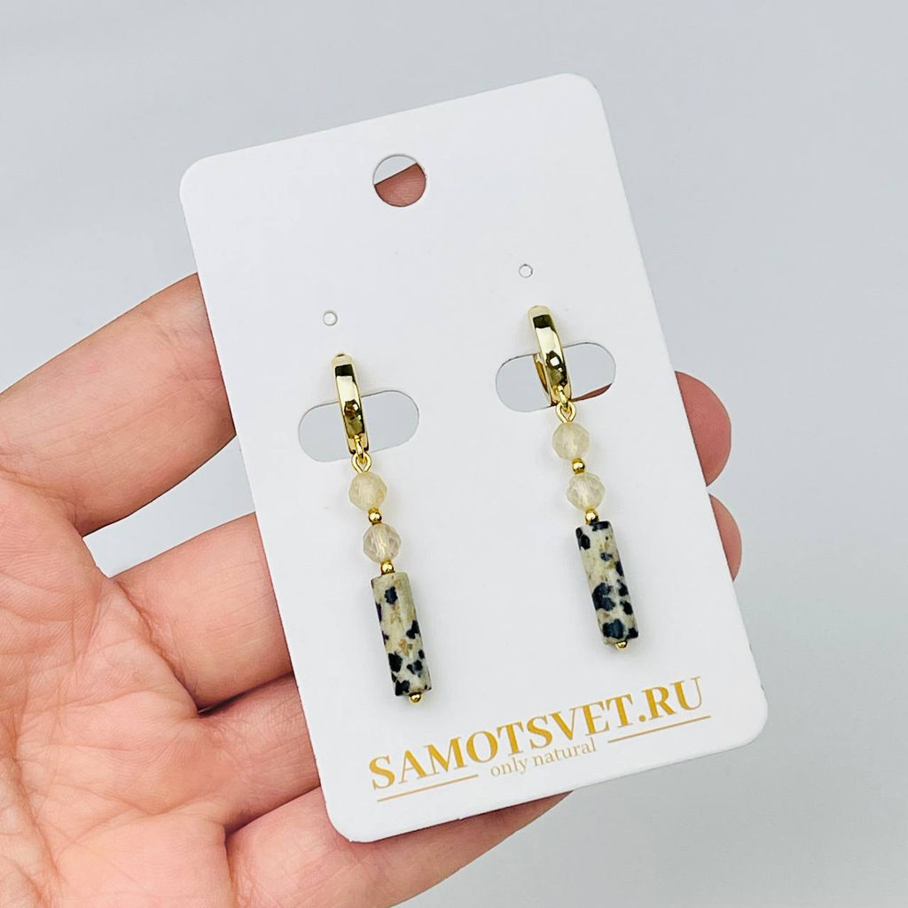 Серьги перепелиной Яшмы и Рутилового кварца