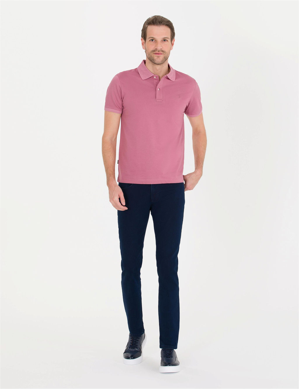 Pembe Slim Fit Polo Yaka Merserize Ti__rt