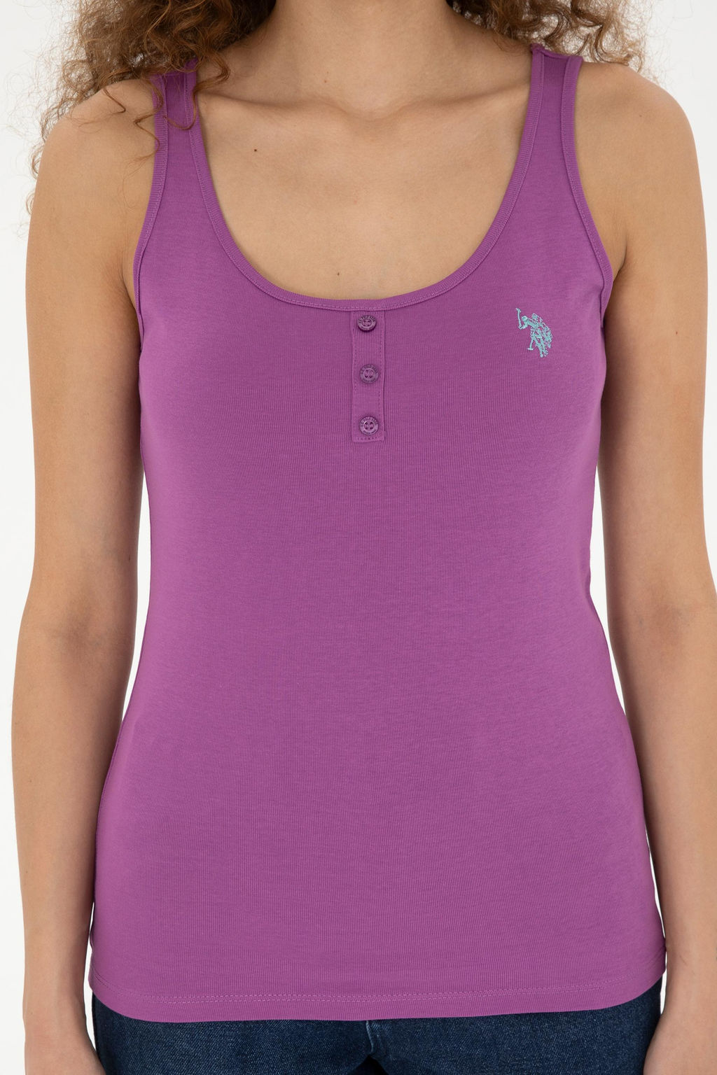 Женская фиолетовая базовая футболка - U.s. polo assn фото 6