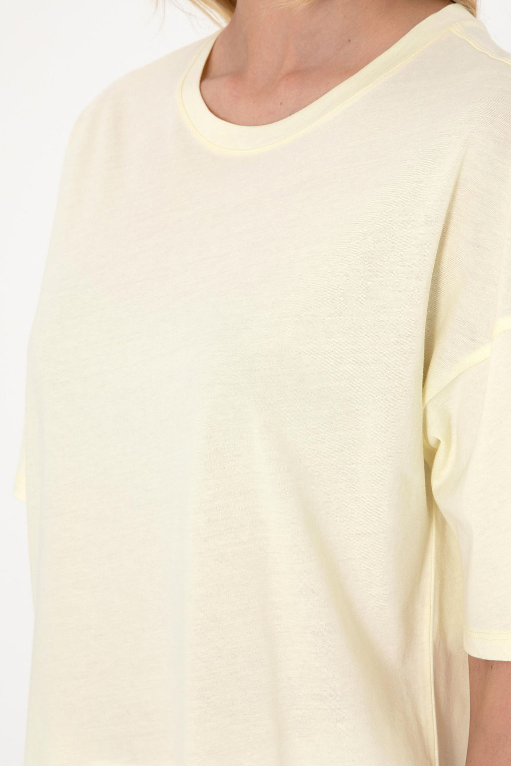 Kad_n Limon Oversize Bisiklet Yaka Ti__rt