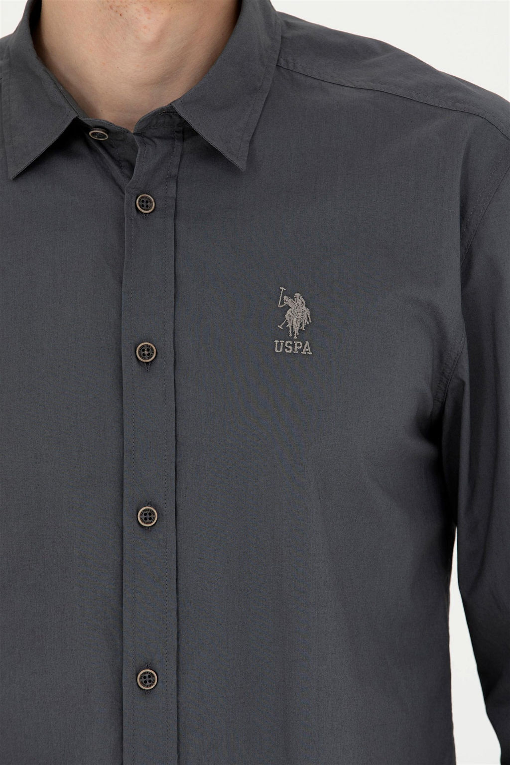 Мужская рубашка антрацитового цвета с длинным рукавом - U.s. polo assn фото 14