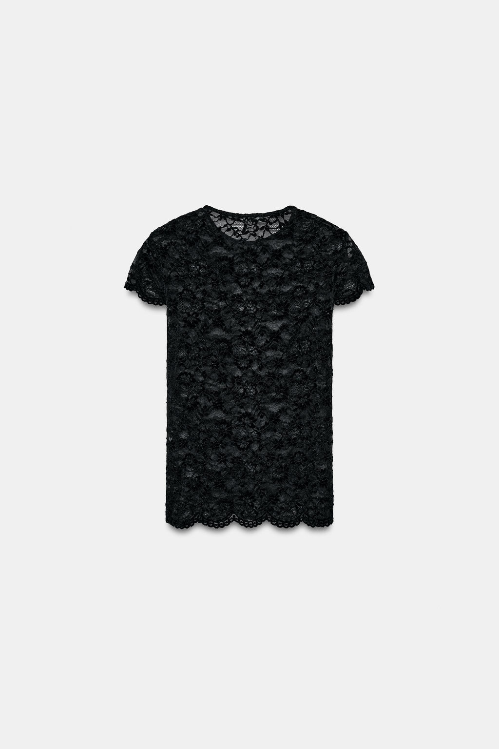 SHORT SLEEVE LACE T-SHIRT - Zara фото 11