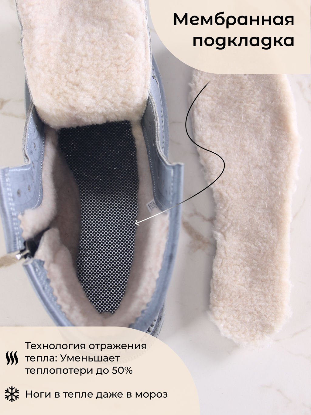 Ботинки 319.taskanagr.Вакса серая/шерсть