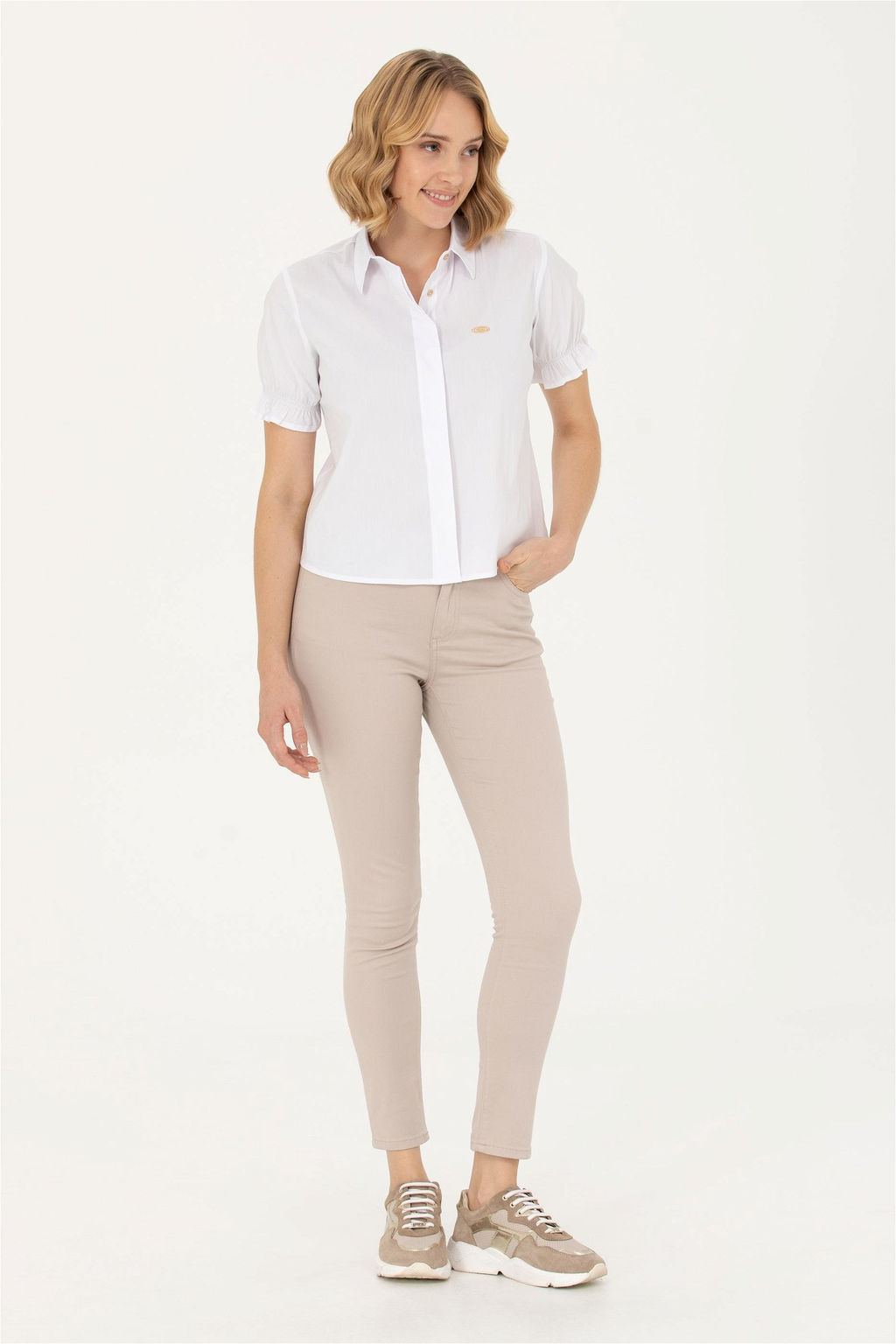 Женская белая рубашка с коротким рукавом - U.s. polo assn фото 4
