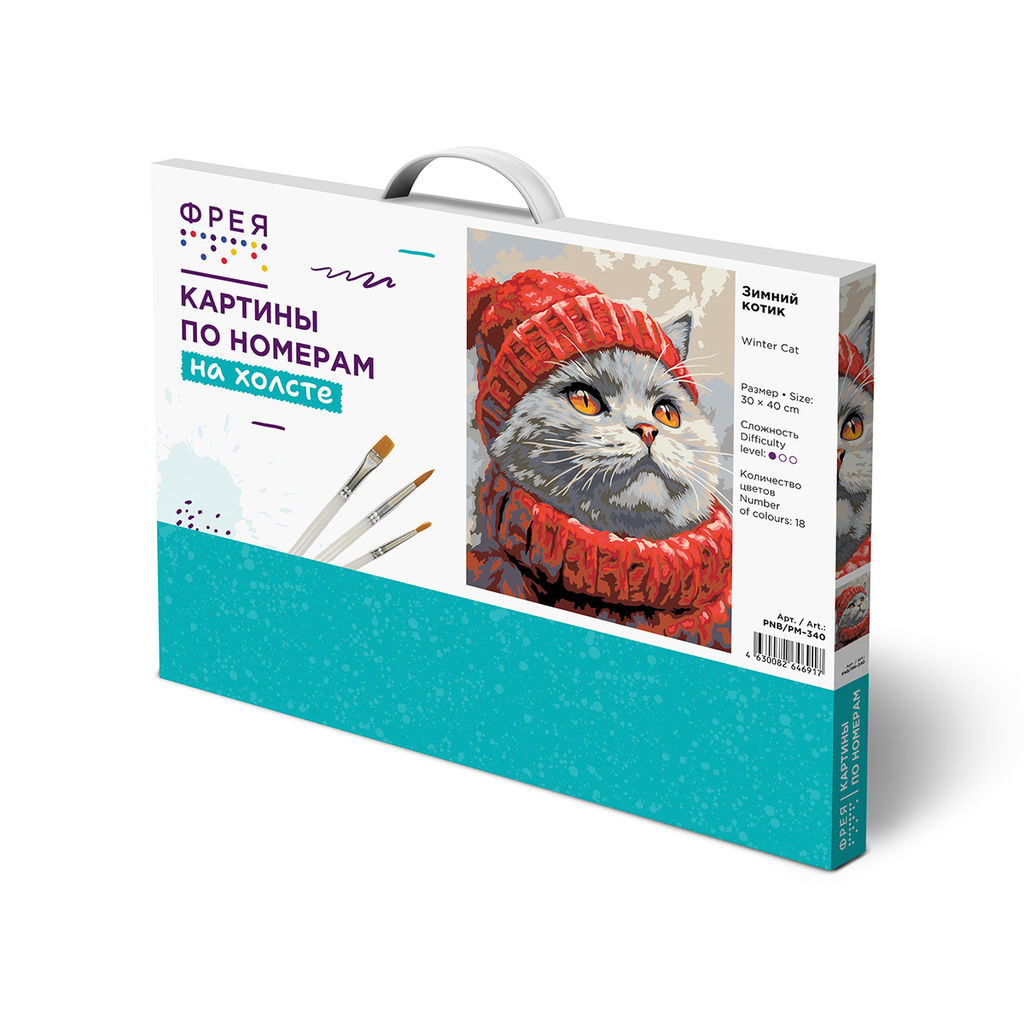 ФРЕЯ PNB/PM-340 Набор для раскрашивания по номерам 40 х 30 см Зимний котик