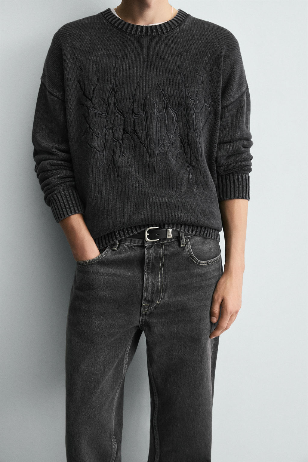 WASHED EMBROIDERED SWEATER - Zara фото 6