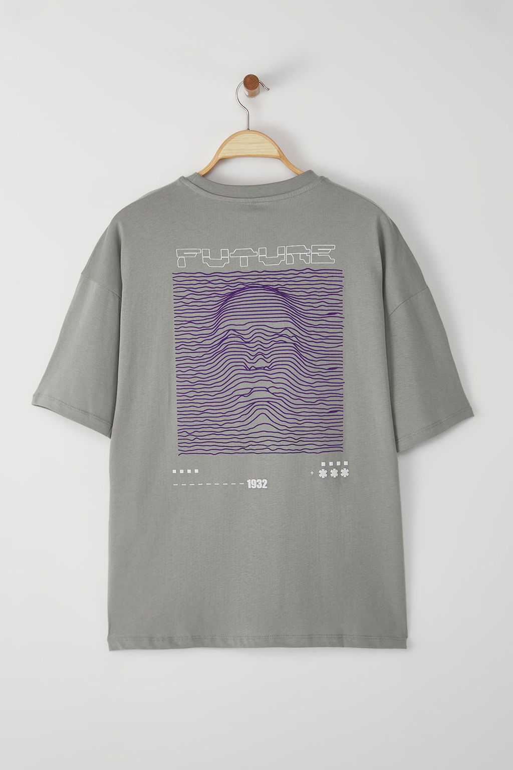 TRENDYOL MAN Antrasit Oversize/Genis Kesim Kabar?k Bask?l? %100 Pamuklu T-Shirt TMNSS23TS00171 - Trendyolmilla фото 2