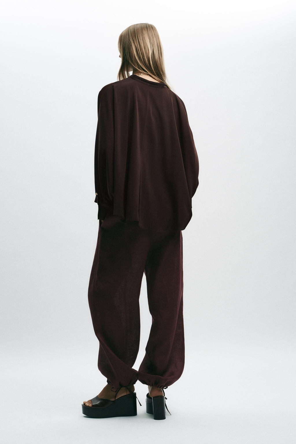 SATIN BLOUSE WITH CAPE SLEEVES - Zara фото 12
