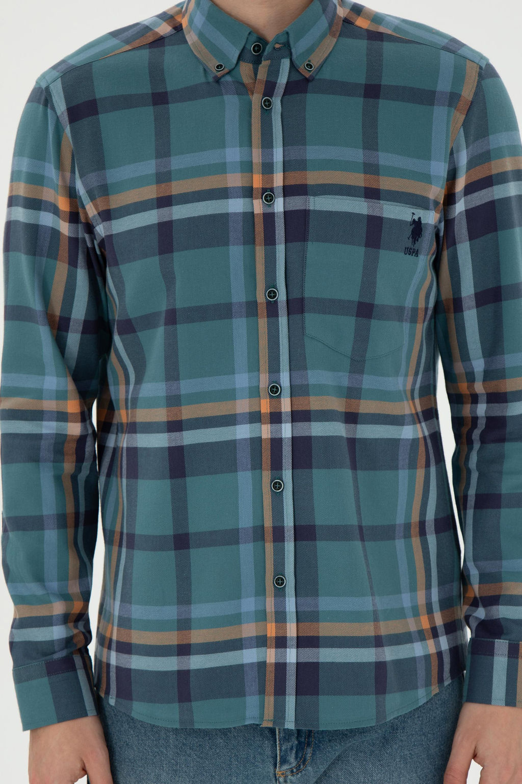 Мужская темно-зеленая рубашка с длинным рукавом Неожиданная скидка в корзине - U.s. polo assn фото 6