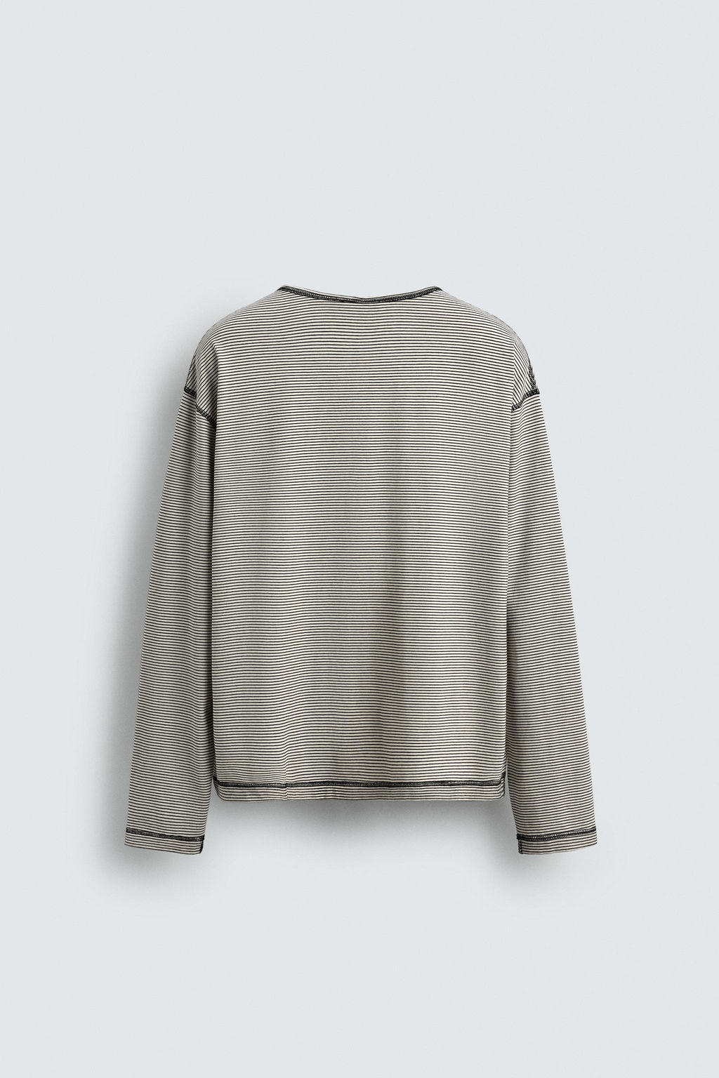 STRIPED HENLEY NECK T-SHIRT - Zara фото 14